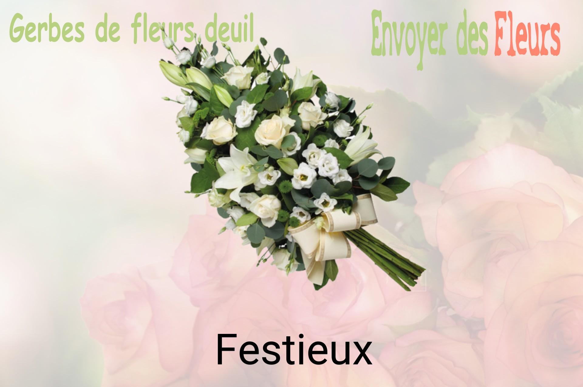 Gerbe de fleurs de deuil livrée à Festieux